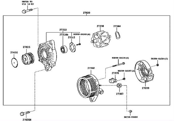 Alternator Clutch Pulley for Toyota Hilux III Pritsche/Fahrgestell 3.0 TD 27415-0L010
